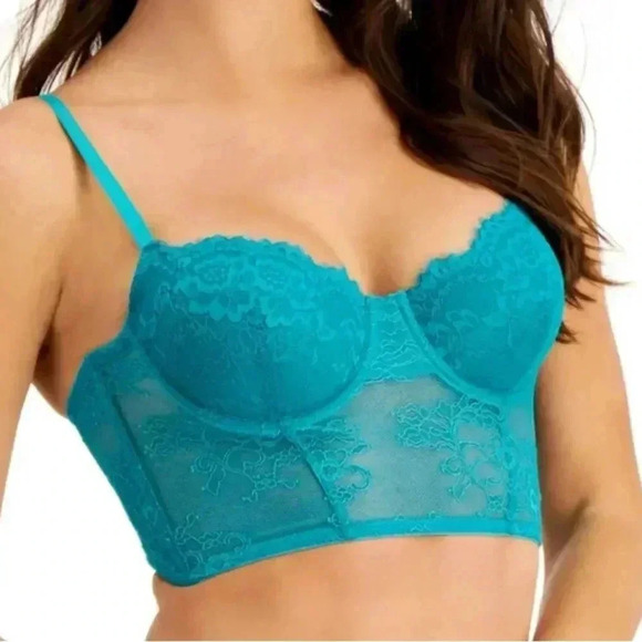 INC International Concepts Intimates Solid Lace Bustier Lingerie - Green - XXL - Picture 1 of 7